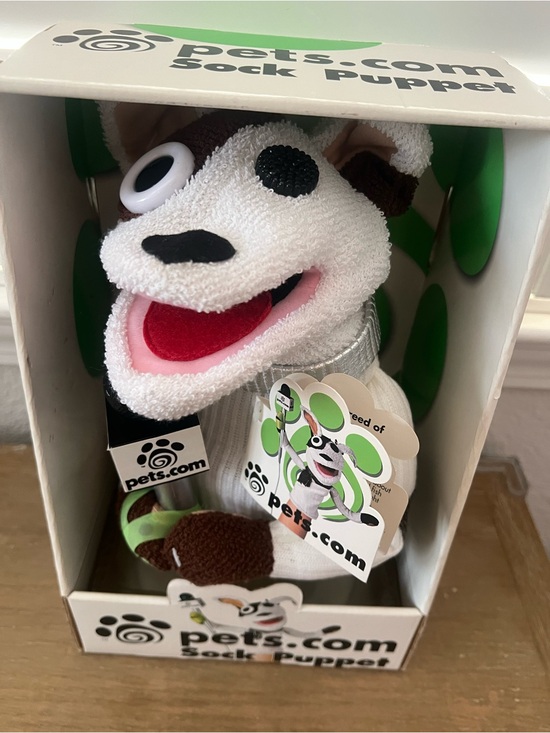 Vintage Pets.com Talking SOCK PUPPET Interview Dog w/ Microphone ~ STILL IN BOX!